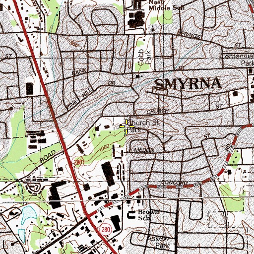 Topographic Map of Church Street Park, GA