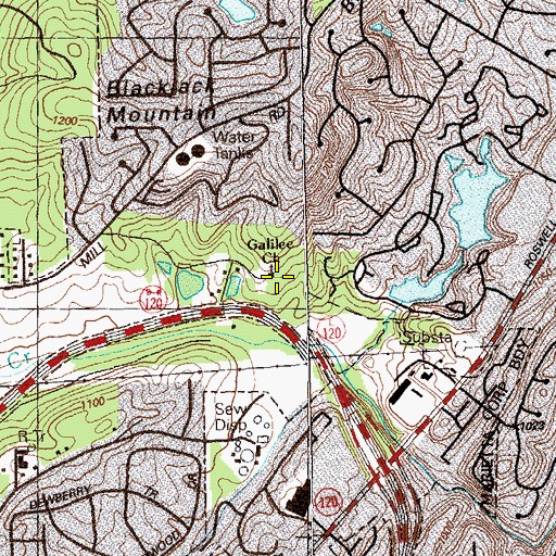 Topographic Map of Galilee Church, GA