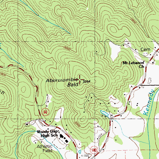 Topographic Map of Abercrombie Bald, GA