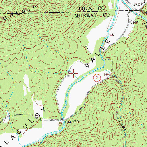 Topographic Map of Alaculsy Valley, GA