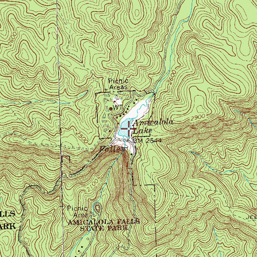 Topographic Map of Amicalola Lake, GA