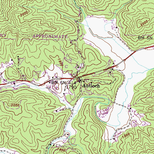 Topographic Map of Antioch, GA
