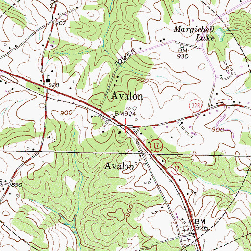 Topographic Map of Avalon, GA