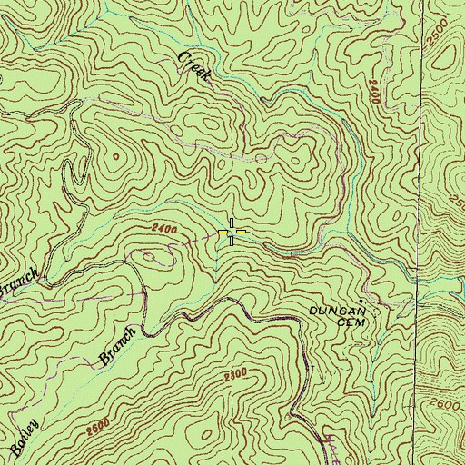 Topographic Map of Bailey Branch, GA