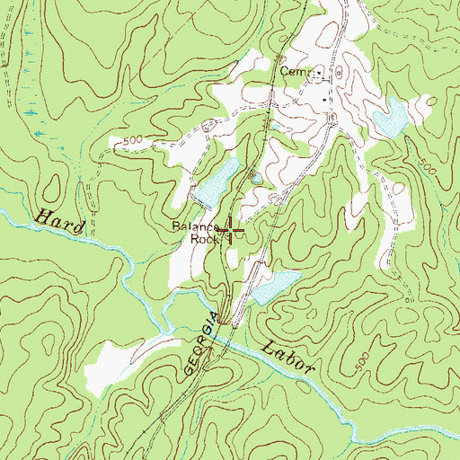 Topographic Map of Balance Rock, GA
