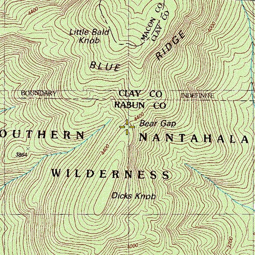 Topographic Map of Bear Gap, GA