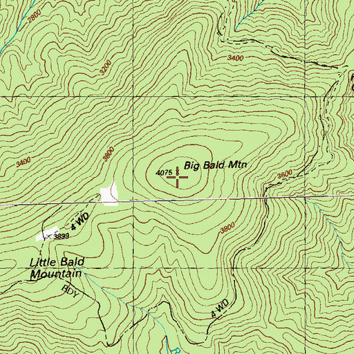 Topographic Map of Big Bald Mountain, GA