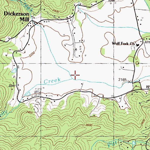 Topographic Map of Billy Creek, GA