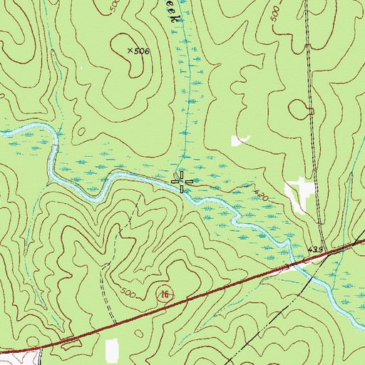 Topographic Map of Broddus Creek, GA