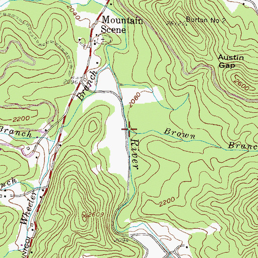 Topographic Map of Brown Branch, GA