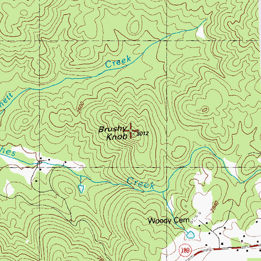Topographic Map of Brushy Knob, GA