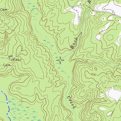 Topographic Map of Buck Branch, GA