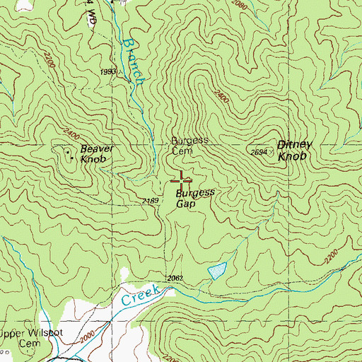 Topographic Map of Burgess Cemetery, GA
