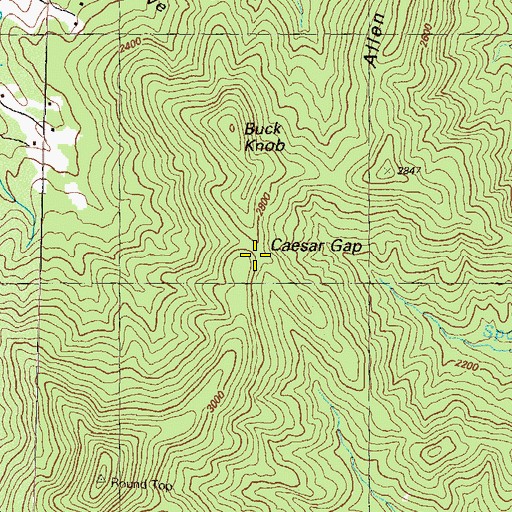 Topographic Map of Caesar Gap, GA