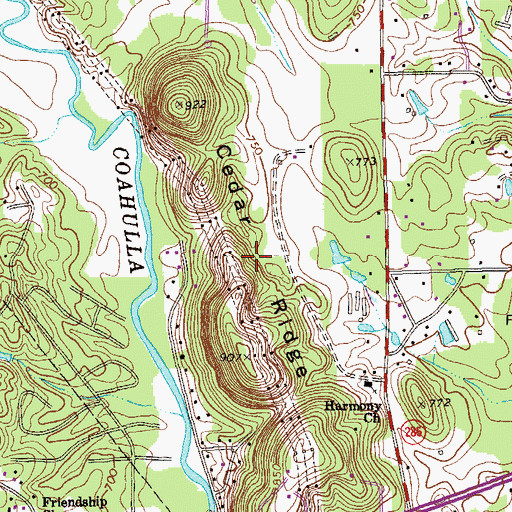 Topographic Map of Cedar Ridge, GA