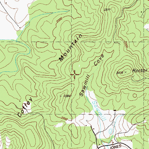 Topographic Map of Coffey Mountain, GA