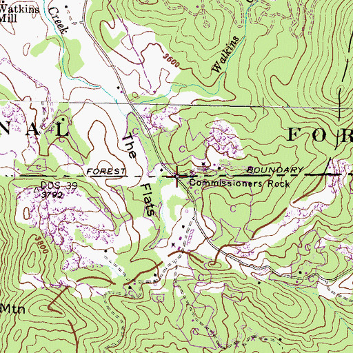 Topographic Map of Commissioners Rock, GA