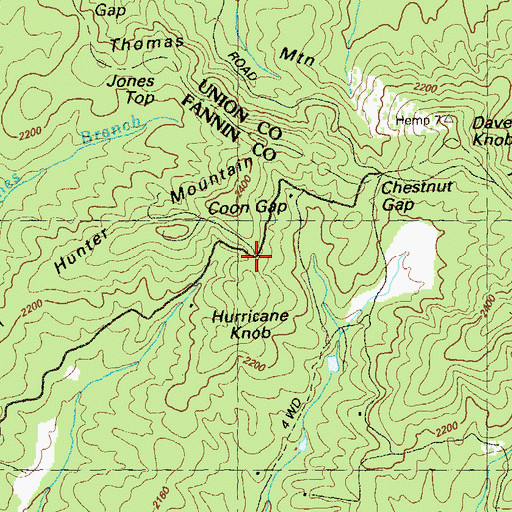 Topographic Map of Coon Gap, GA