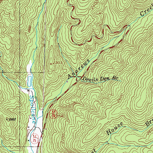 Topographic Map of Devils Den Branch, GA