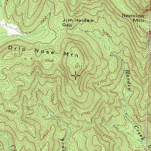 Topographic Map of Drip Nose Mountain, GA
