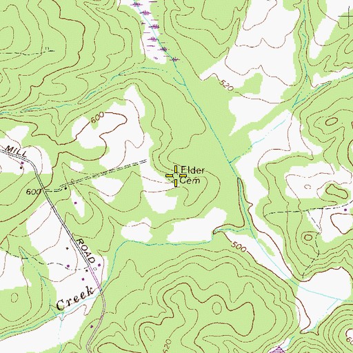 Topographic Map of Elder Cemetery, GA