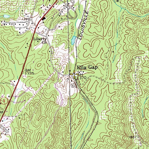 Topographic Map of Ella Gap, GA