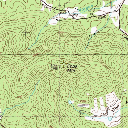 Topographic Map of Epps Mountain, GA