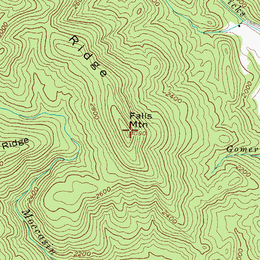 Topographic Map of Falls Mountain, GA