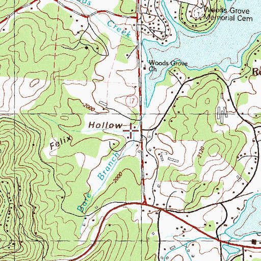 Topographic Map of Felix Hollow, GA