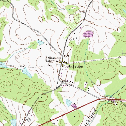 Topographic Map of Fellowship Tabernacle, GA