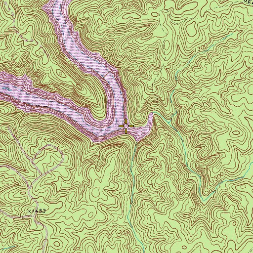 Topographic Map of Flat Creek, GA