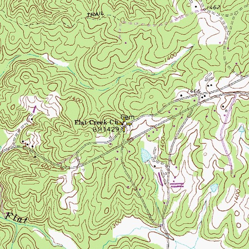 Topographic Map of Flat Creek Baptist Church, GA