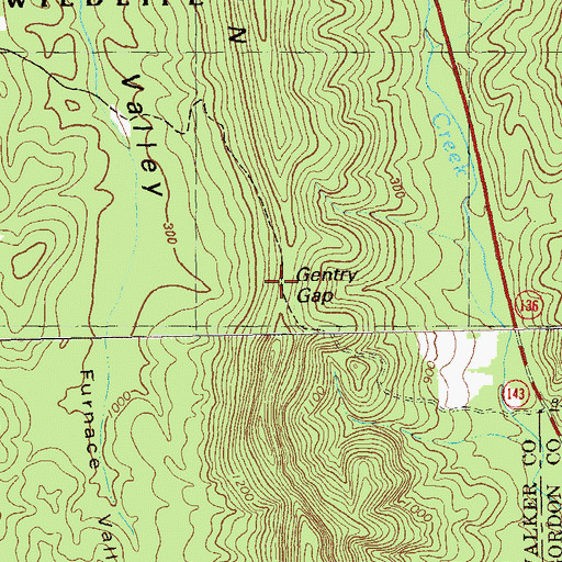 Topographic Map of Gentry Gap, GA