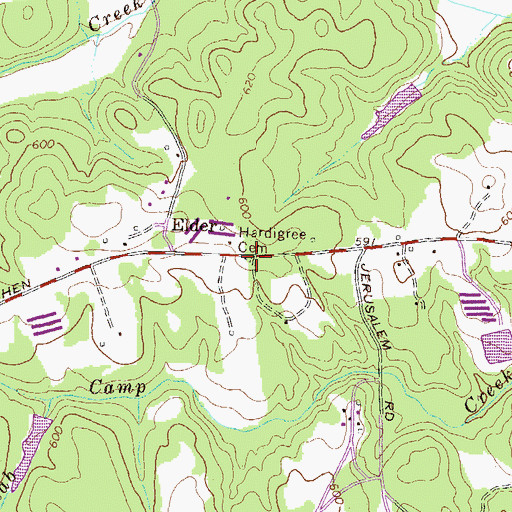 Topographic Map of Hardigree Cemetery, GA