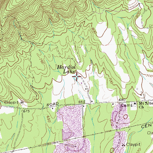 Topographic Map of Hardin Lake, GA