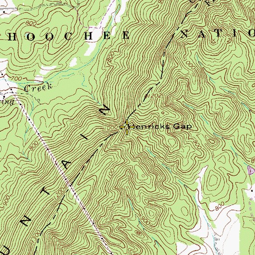 Topographic Map of Henricks Gap, GA