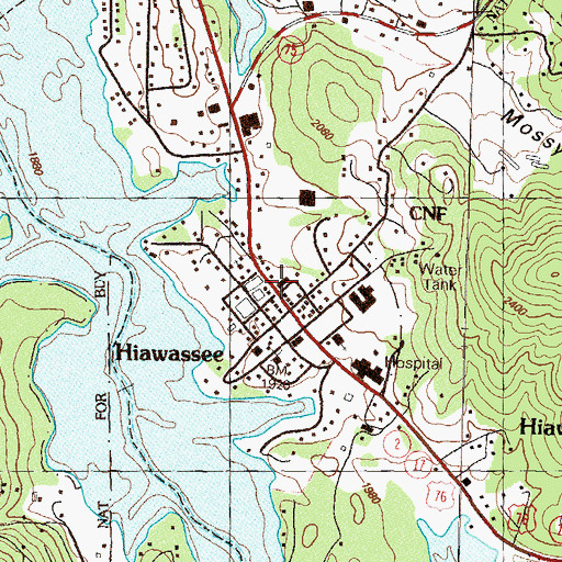 Topographic Map of Hiawassee, GA