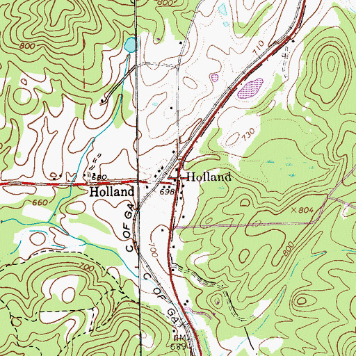 Topographic Map of Holland, GA