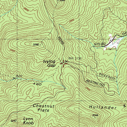Topographic Map of Ivylog Gap, GA
