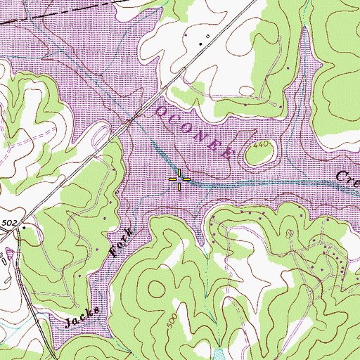 Topographic Map of Jacks Fork, GA