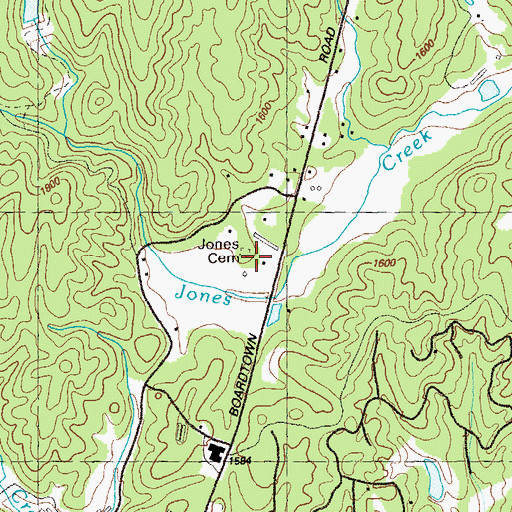 Topographic Map of Jones Cemetery, GA