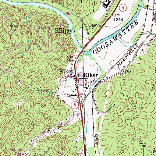 Topographic Map of Kiker, GA
