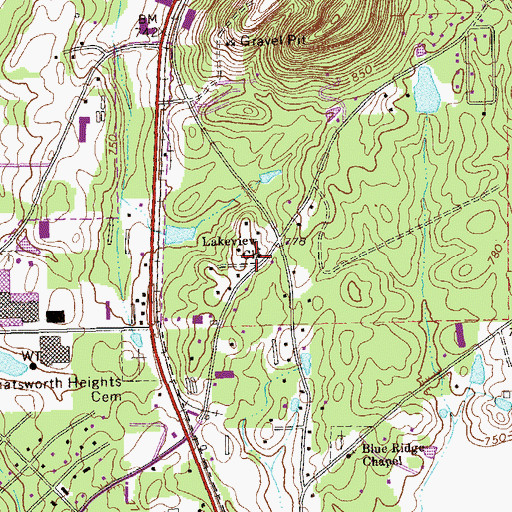Topographic Map of Lakeview Church, GA