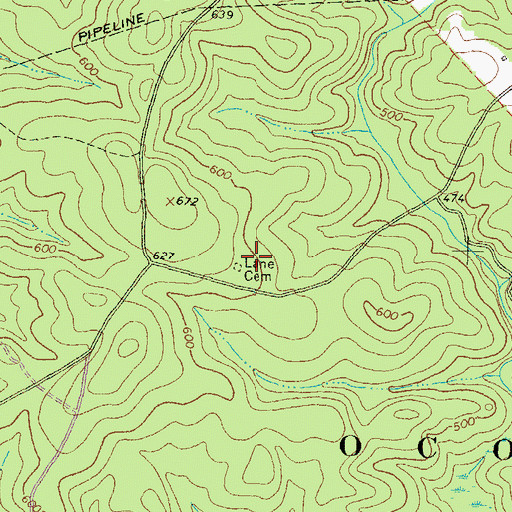 Topographic Map of Lane Cemetery, GA