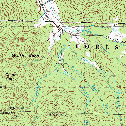 Topographic Map of Lee Ledford Branch, GA