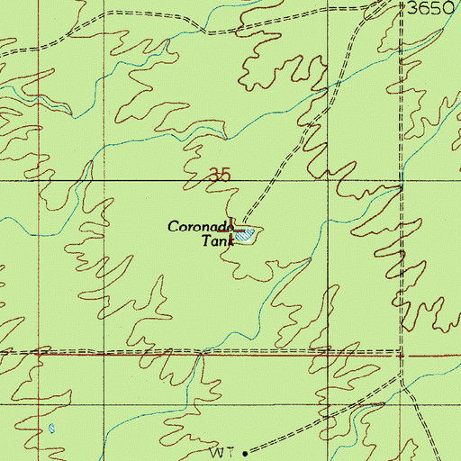 Topographic Map of Coronado Tank, AZ