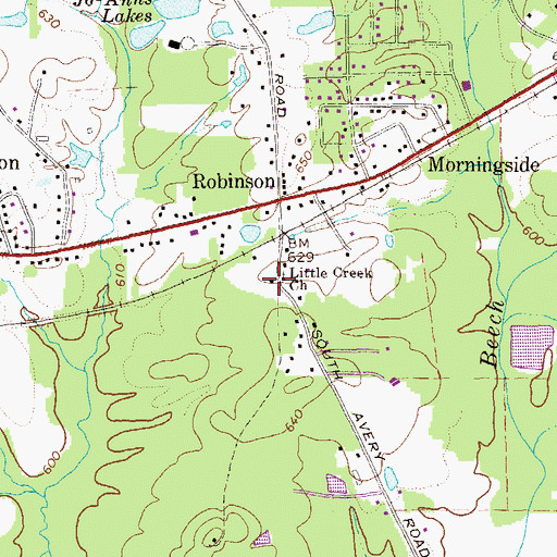 Topographic Map of Little Creek Church, GA