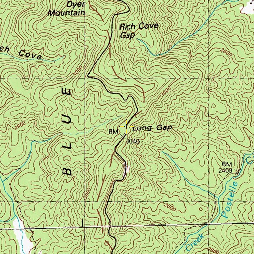 Topographic Map of Long Gap, GA