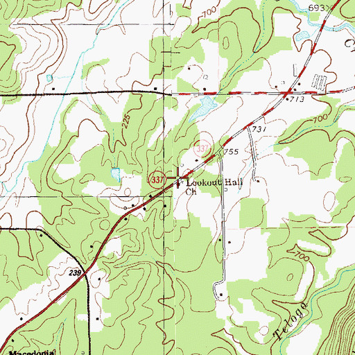 Topographic Map of Lookout Hall Church, GA