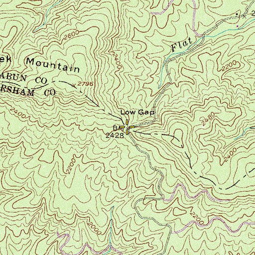 Topographic Map of Low Gap, GA